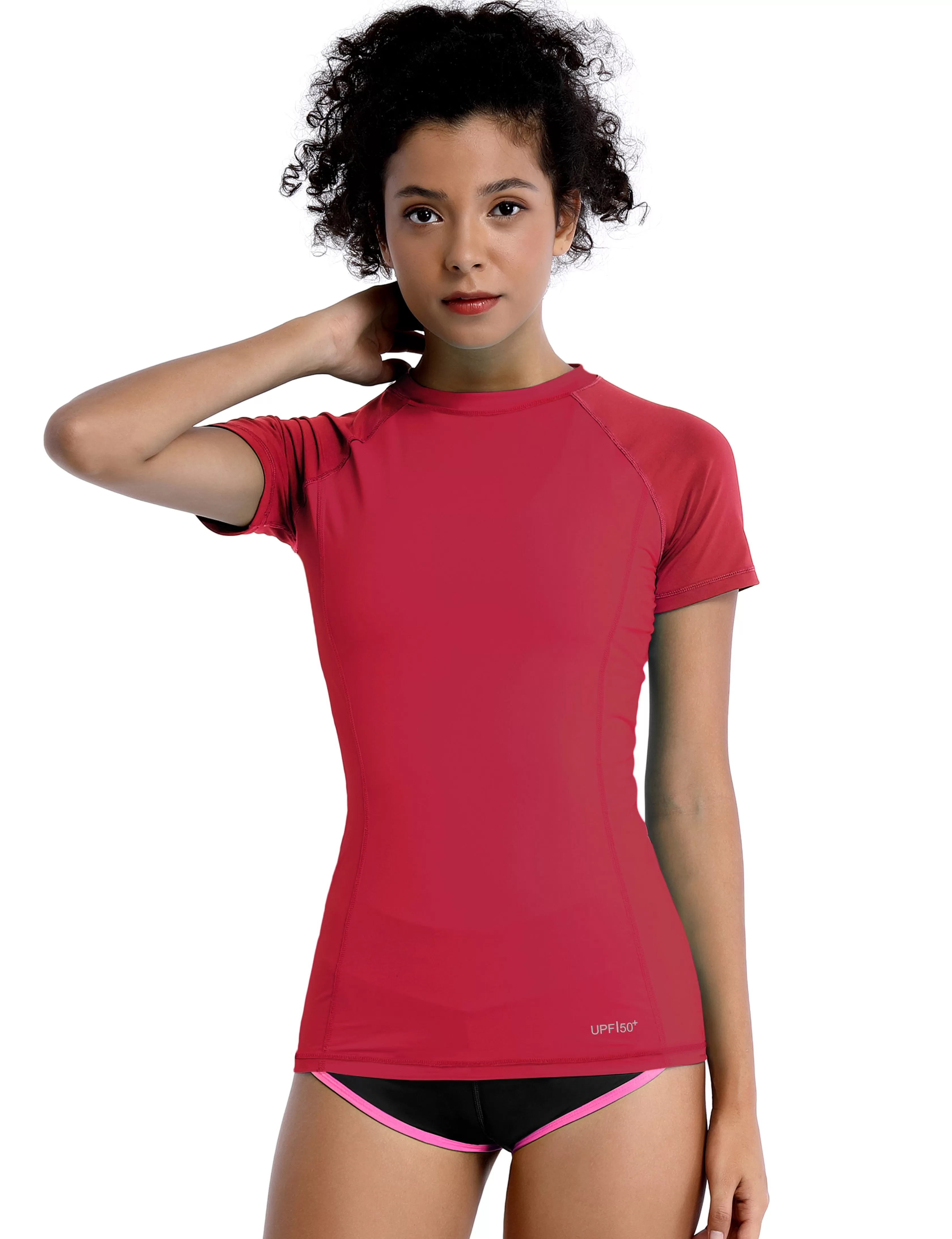 Short Sleeve UPF 50 Rashguard rosecoral_yogastudio