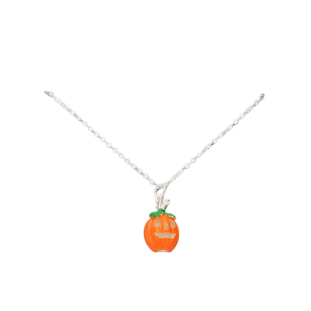 Silver Plated Pumpkin Pendant Necklace