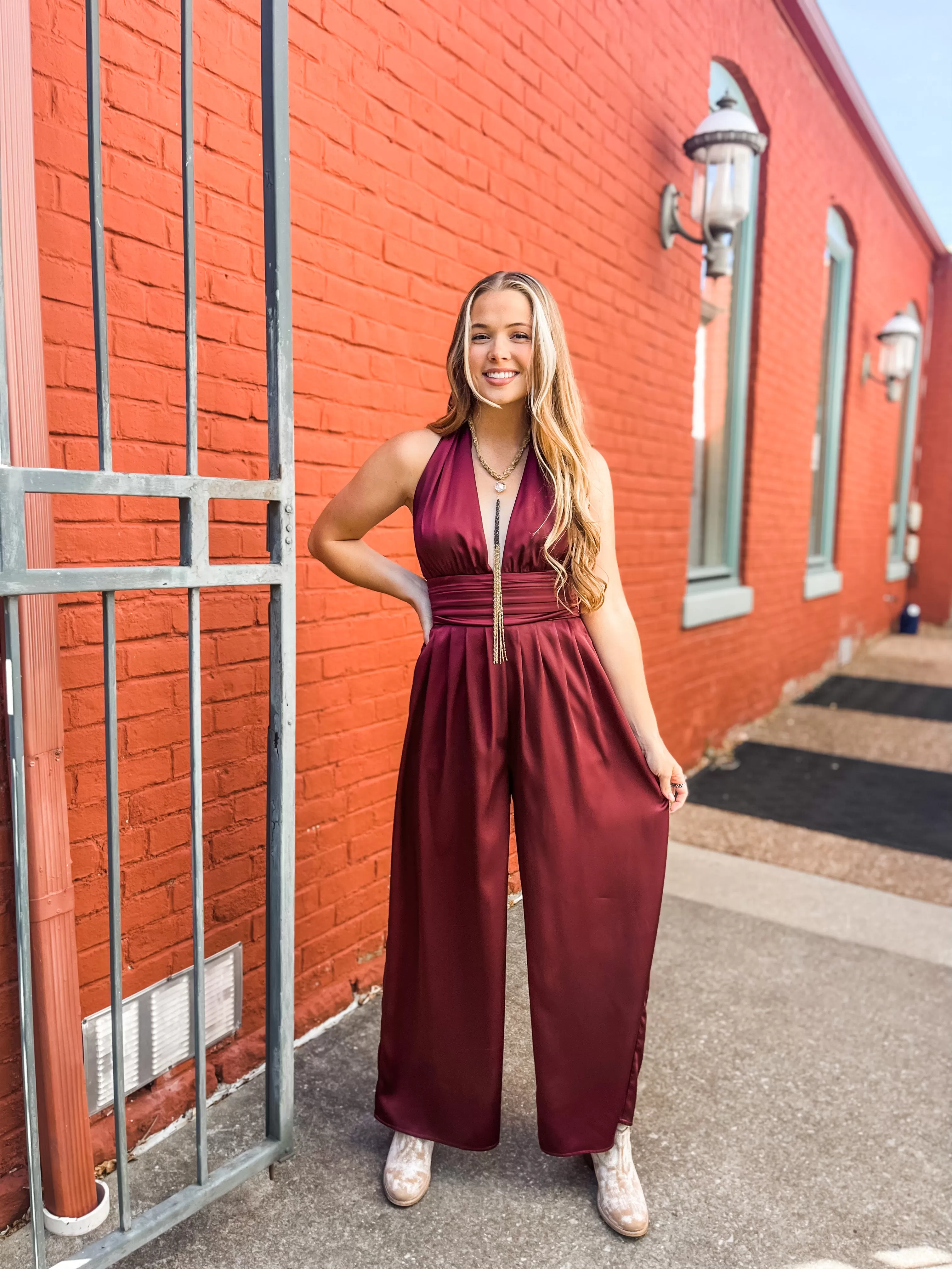 Spellbinding Satin Halter Jumpsuit