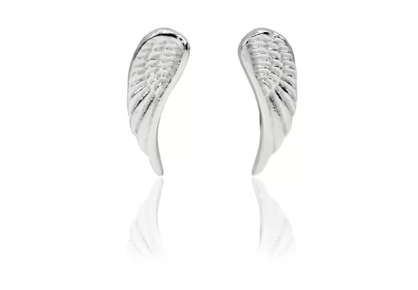 Sterling Silver Angel Wing Stud Earrings