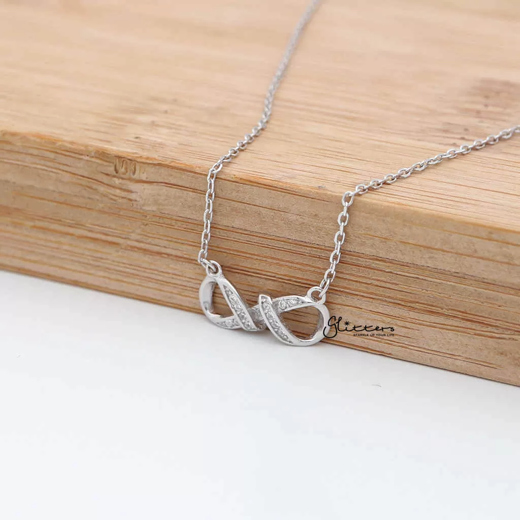 Sterling Silver C.Z Infinity Women's Necklace with 43cm Chain