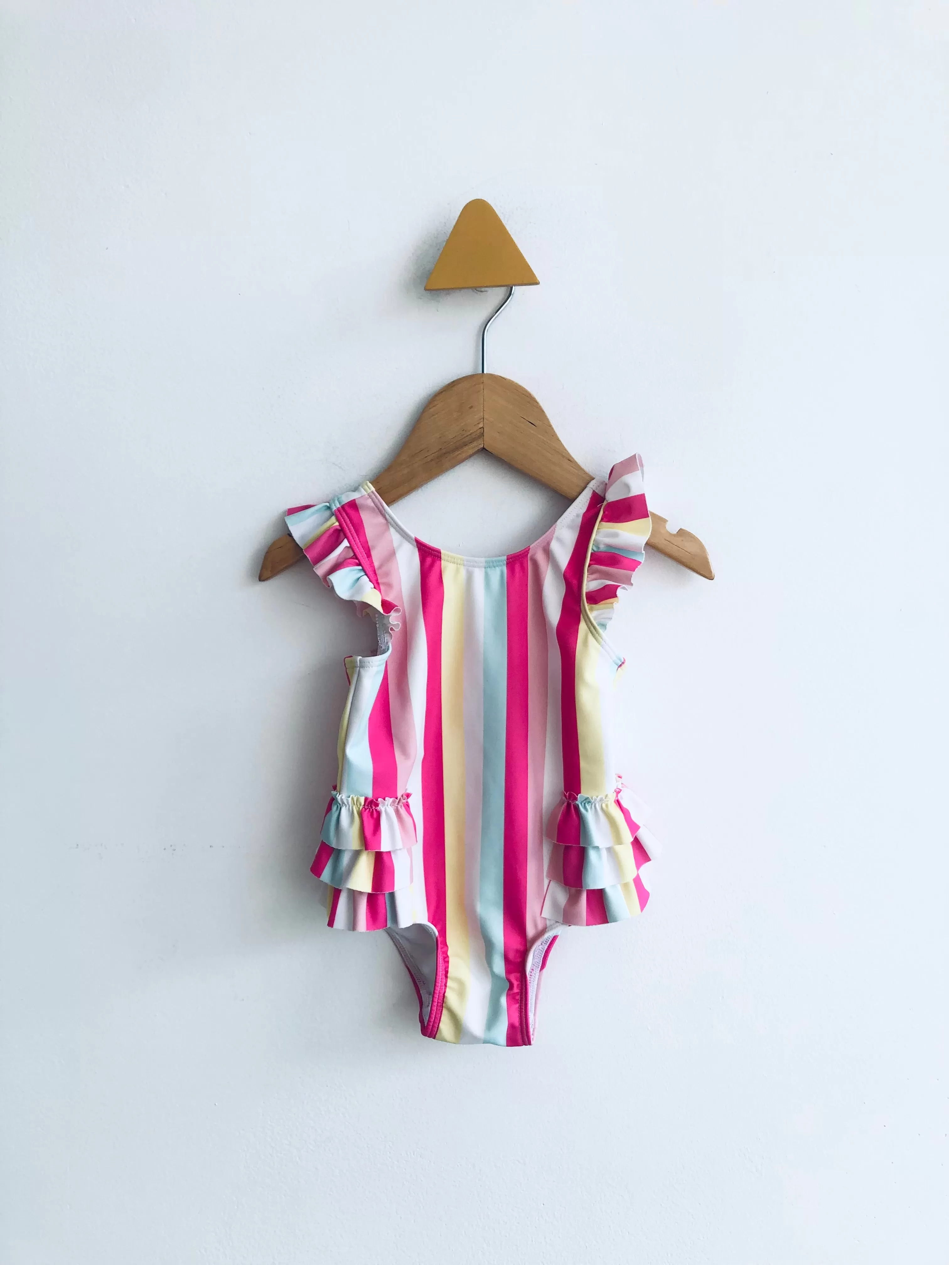 Striped Ruffle Swimsuit // 9M