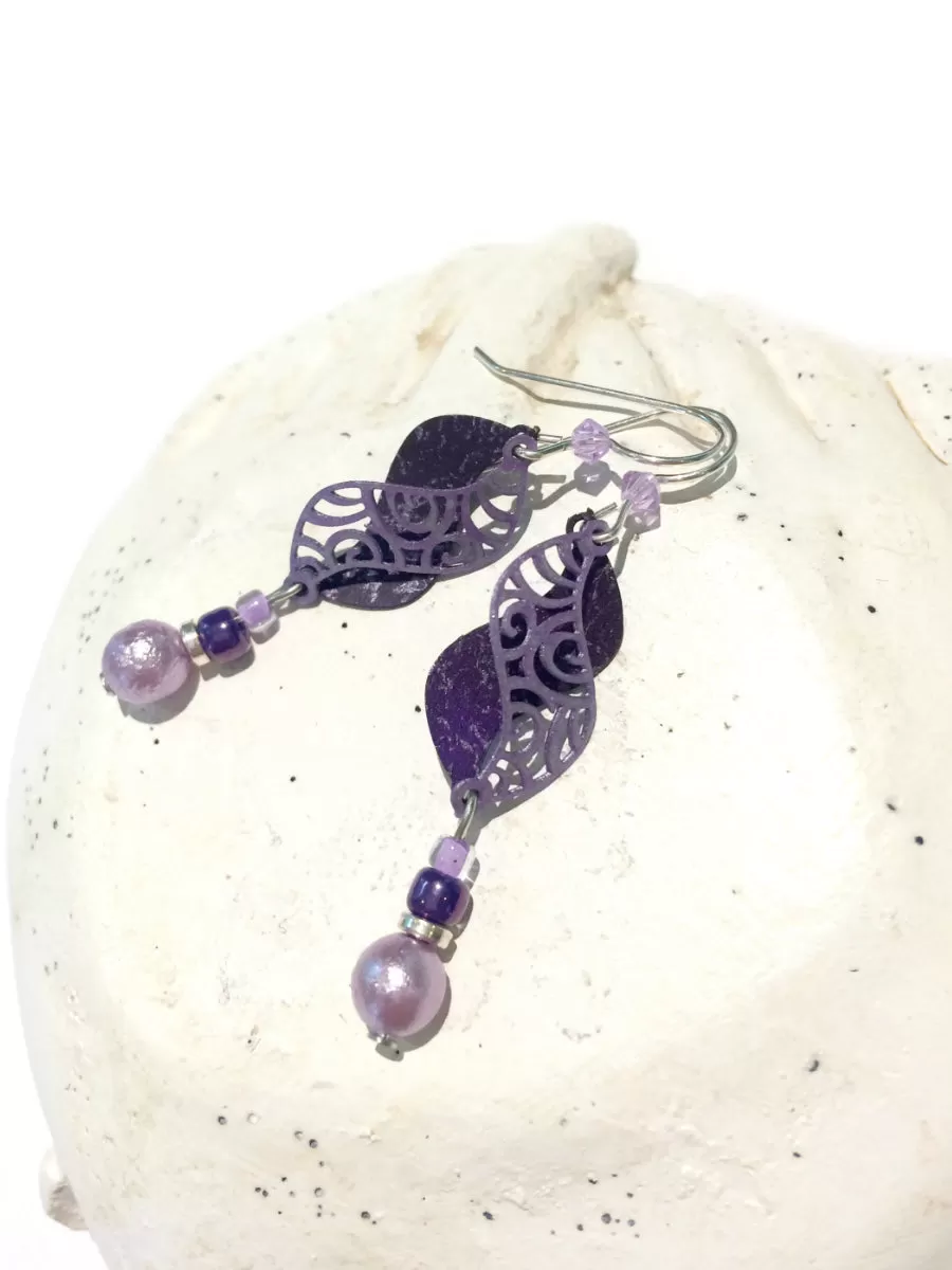 Swirled Violet Curve Earrings by Adajio