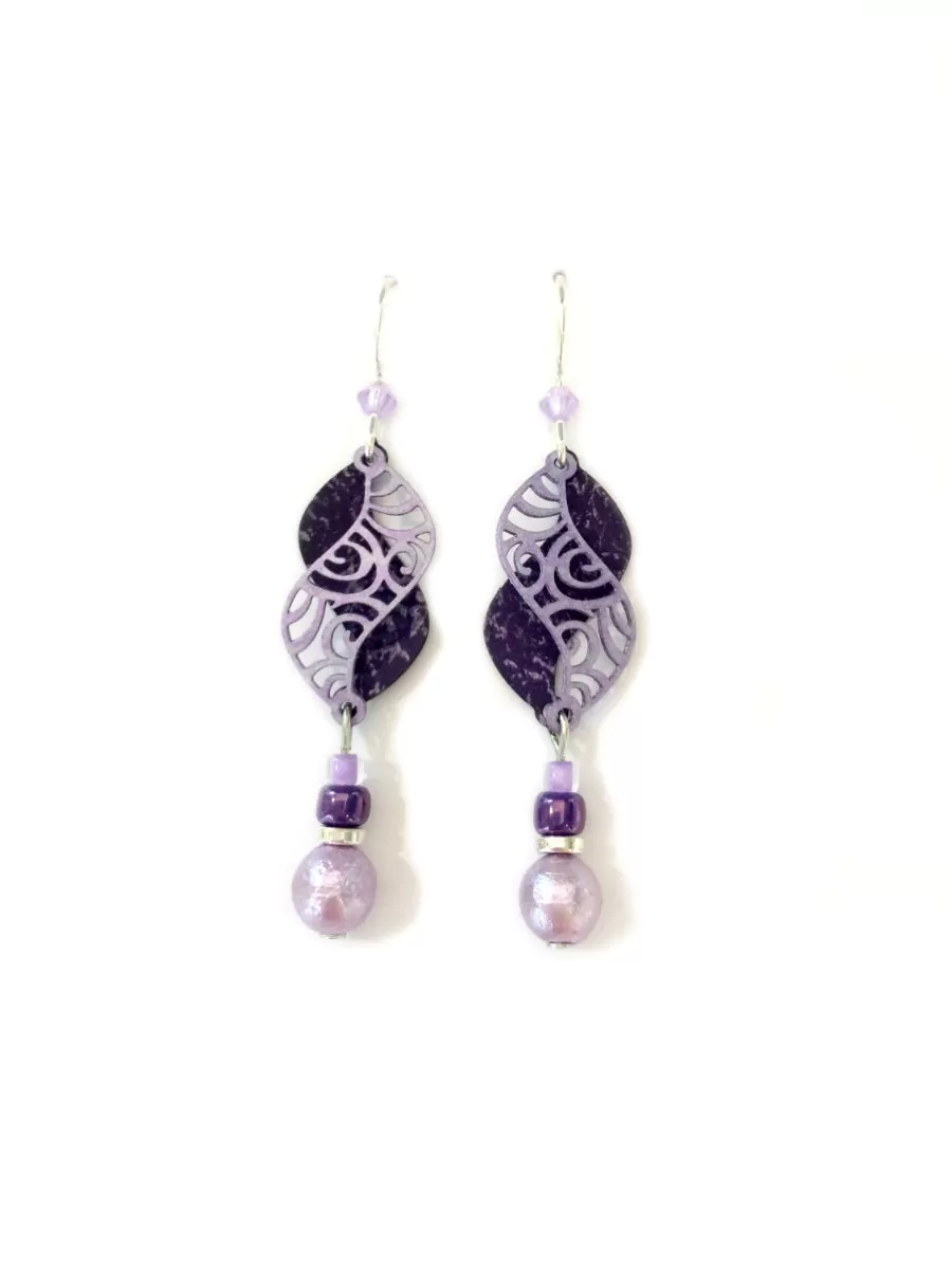 Swirled Violet Curve Earrings by Adajio