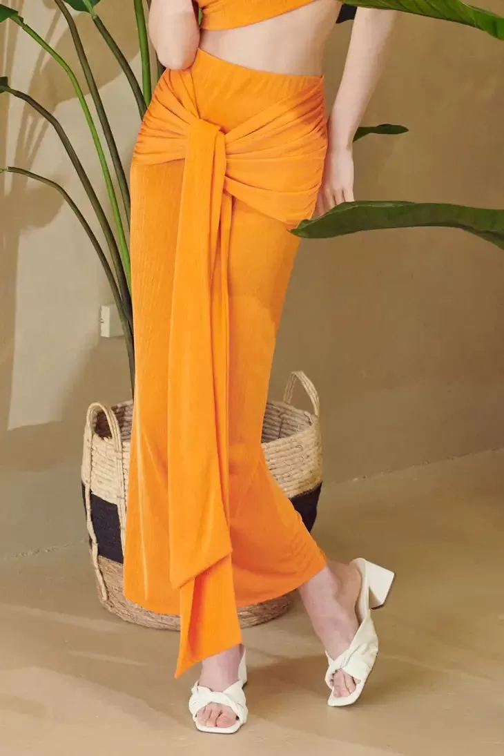 Tangerine Orange Slinky Skirt Set