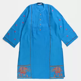 Teen Girls Jacquard EMB Kurti Elephant-Teal