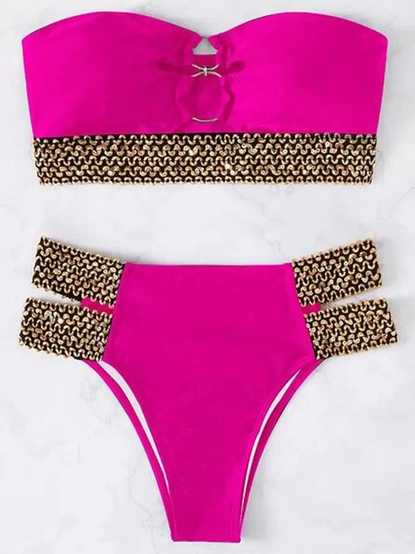 Trägerloser Bandeau-Bikini mit Cut-Outs von Sultry Waves 