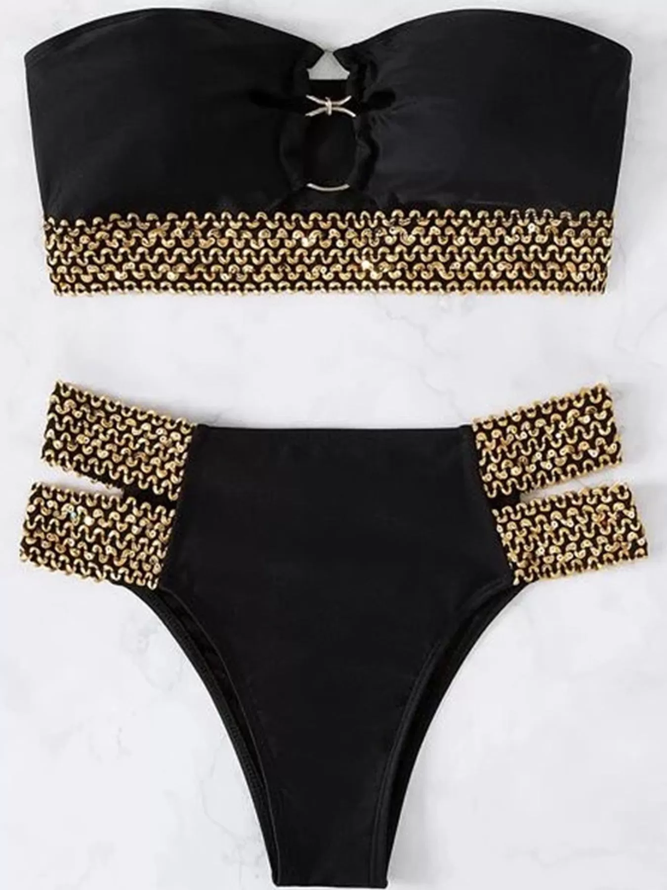 Trägerloser Bandeau-Bikini mit Cut-Outs von Sultry Waves 