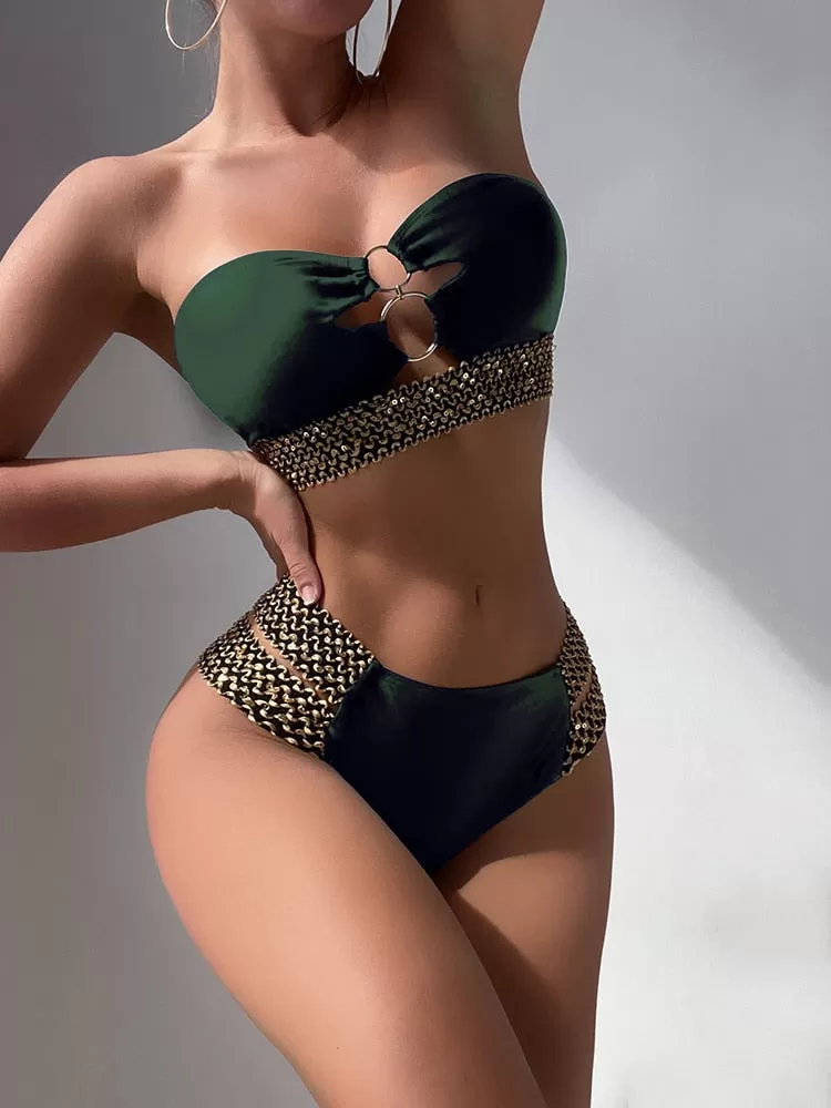 Trägerloser Bandeau-Bikini mit Cut-Outs von Sultry Waves 