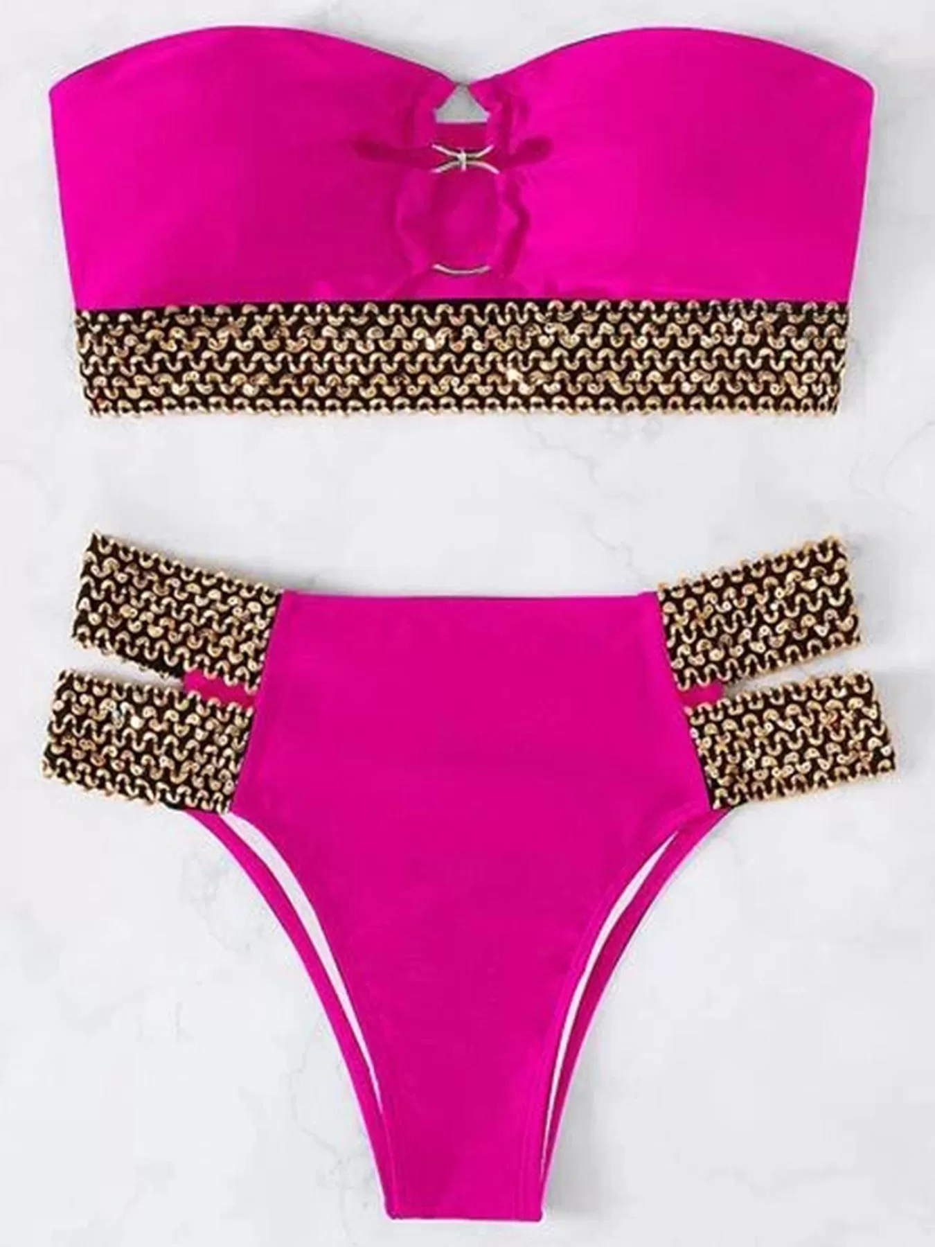 Trägerloser Bandeau-Bikini mit Cut-Outs von Sultry Waves 