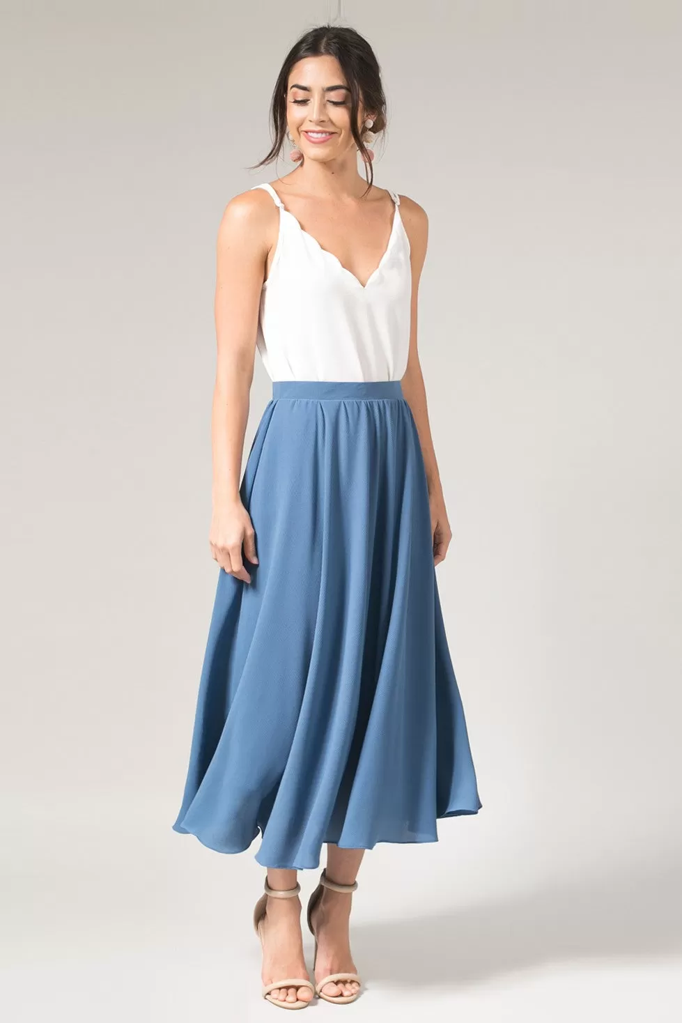 Wedding Bells Slate Blue Midi Skirt