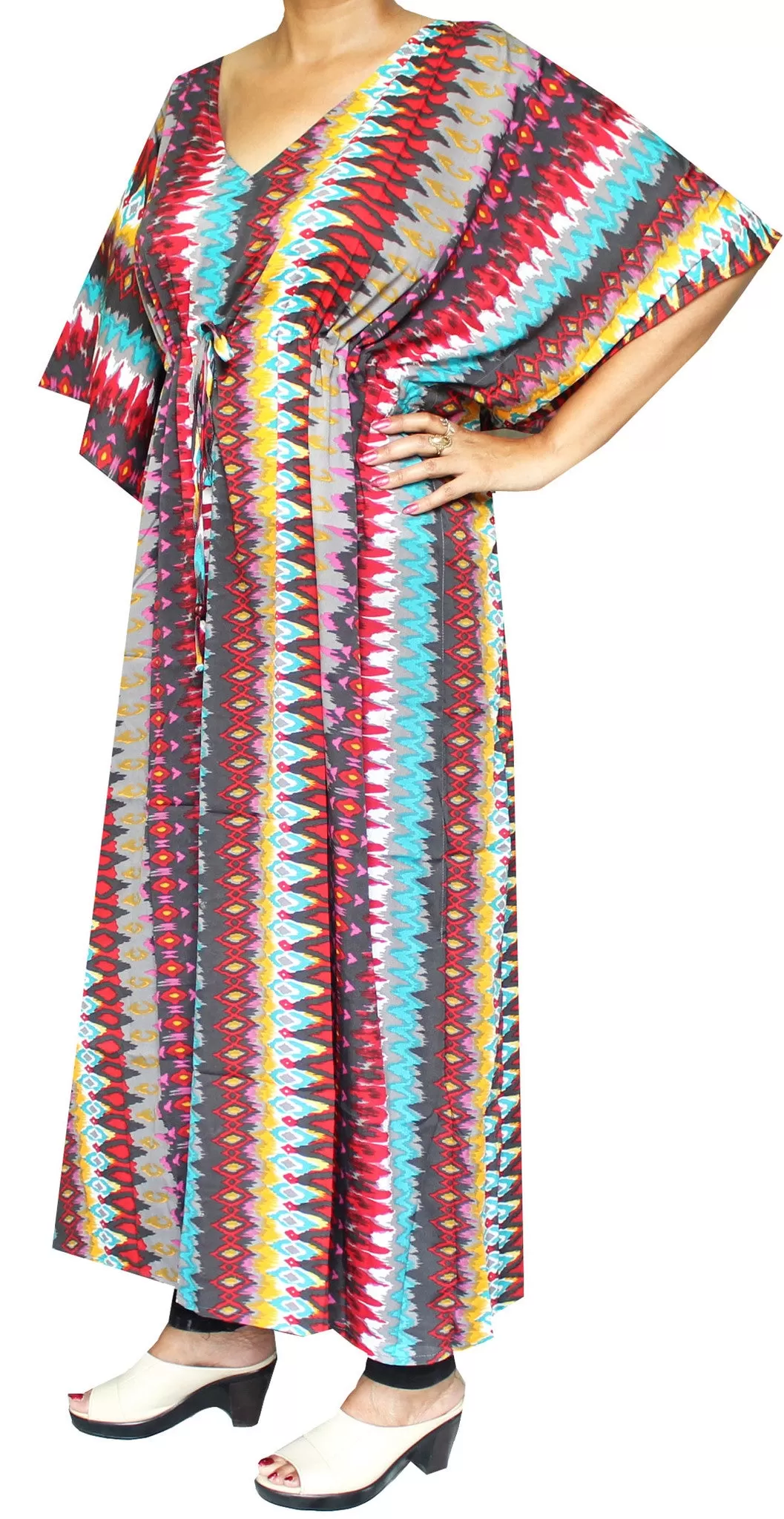 Womens Maxi Loungewear Caftan Tunic Printed Beach Dress