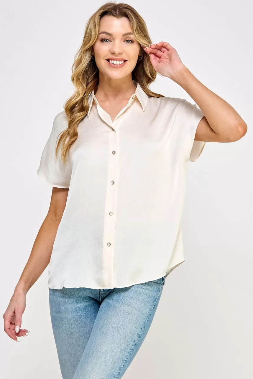 Yanya Cream Short Sleeve Ellison Top