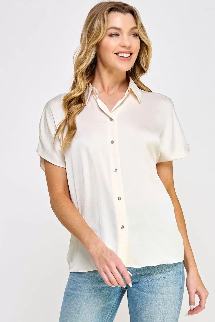 Yanya Cream Short Sleeve Ellison Top