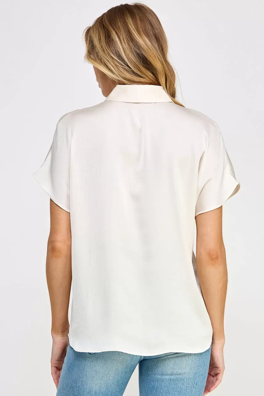 Yanya Cream Short Sleeve Ellison Top