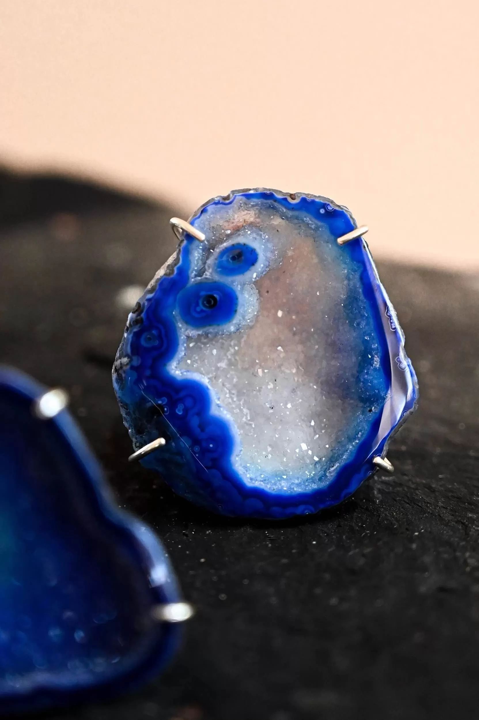 You Just Sparkle Blue Agate Geode Druzy Ring