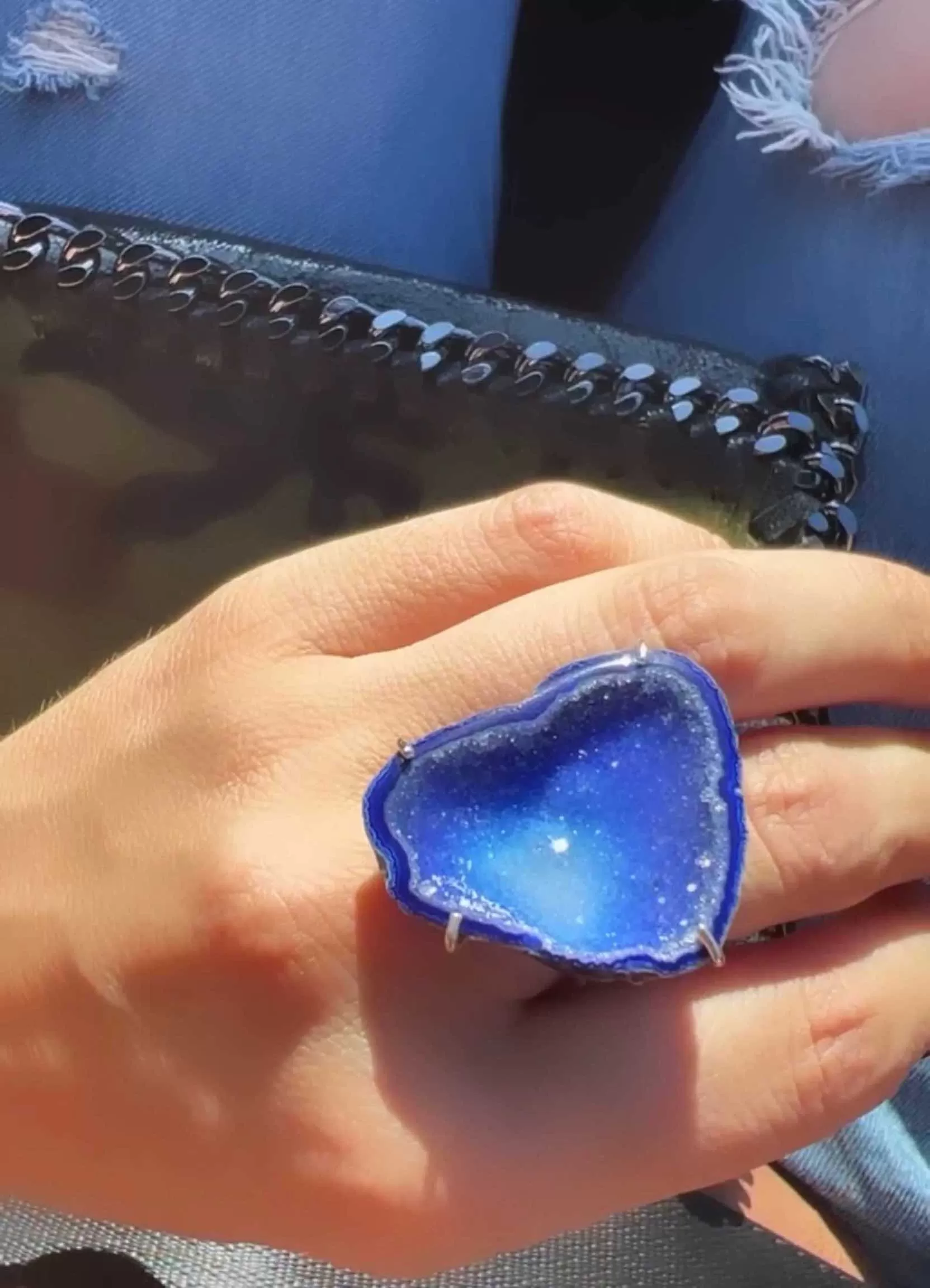 You Just Sparkle Blue Agate Geode Druzy Ring