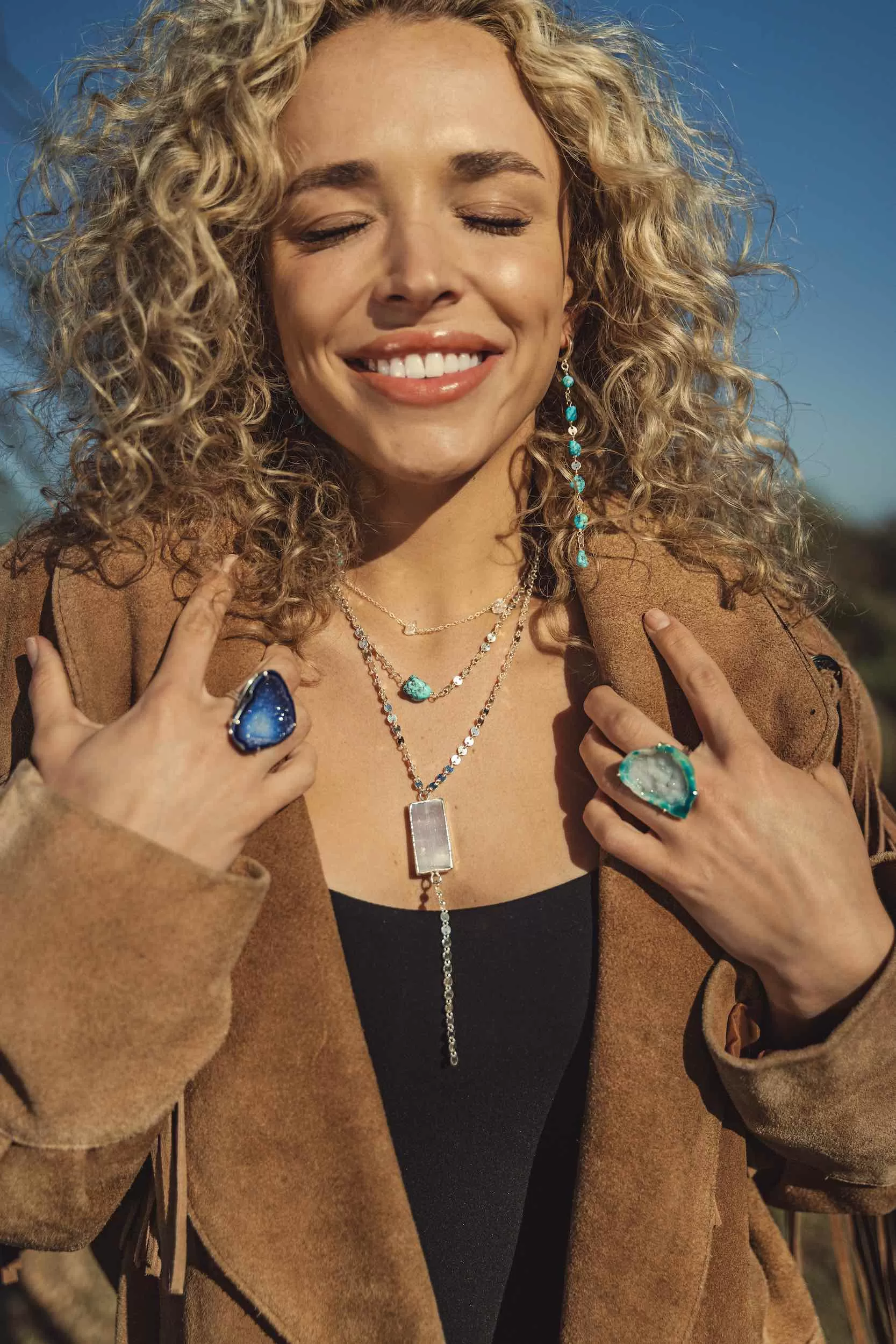 You Just Sparkle Blue Agate Geode Druzy Ring