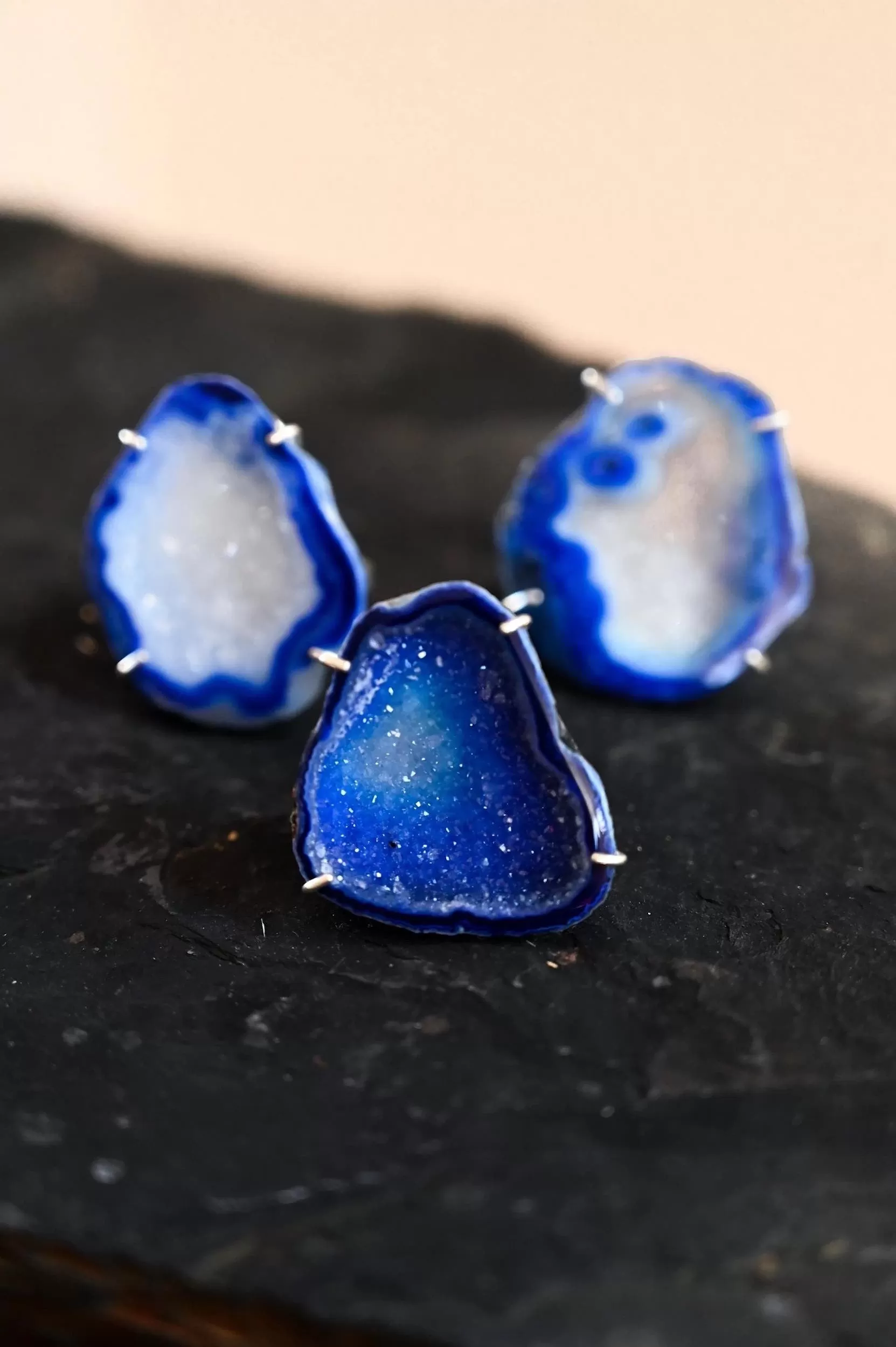 You Just Sparkle Blue Agate Geode Druzy Ring